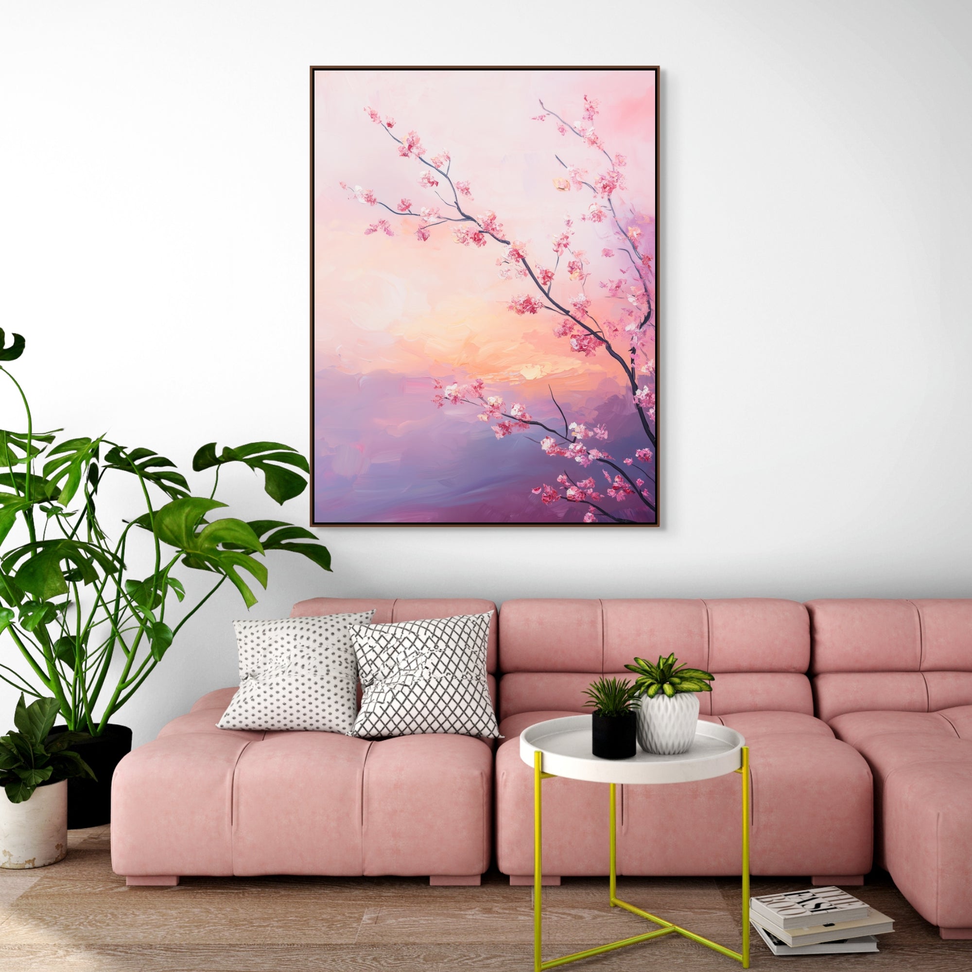 D0376-blossoms-in-the-breeze-hand-painted-wall-art-living-room-image-room-f-walnut