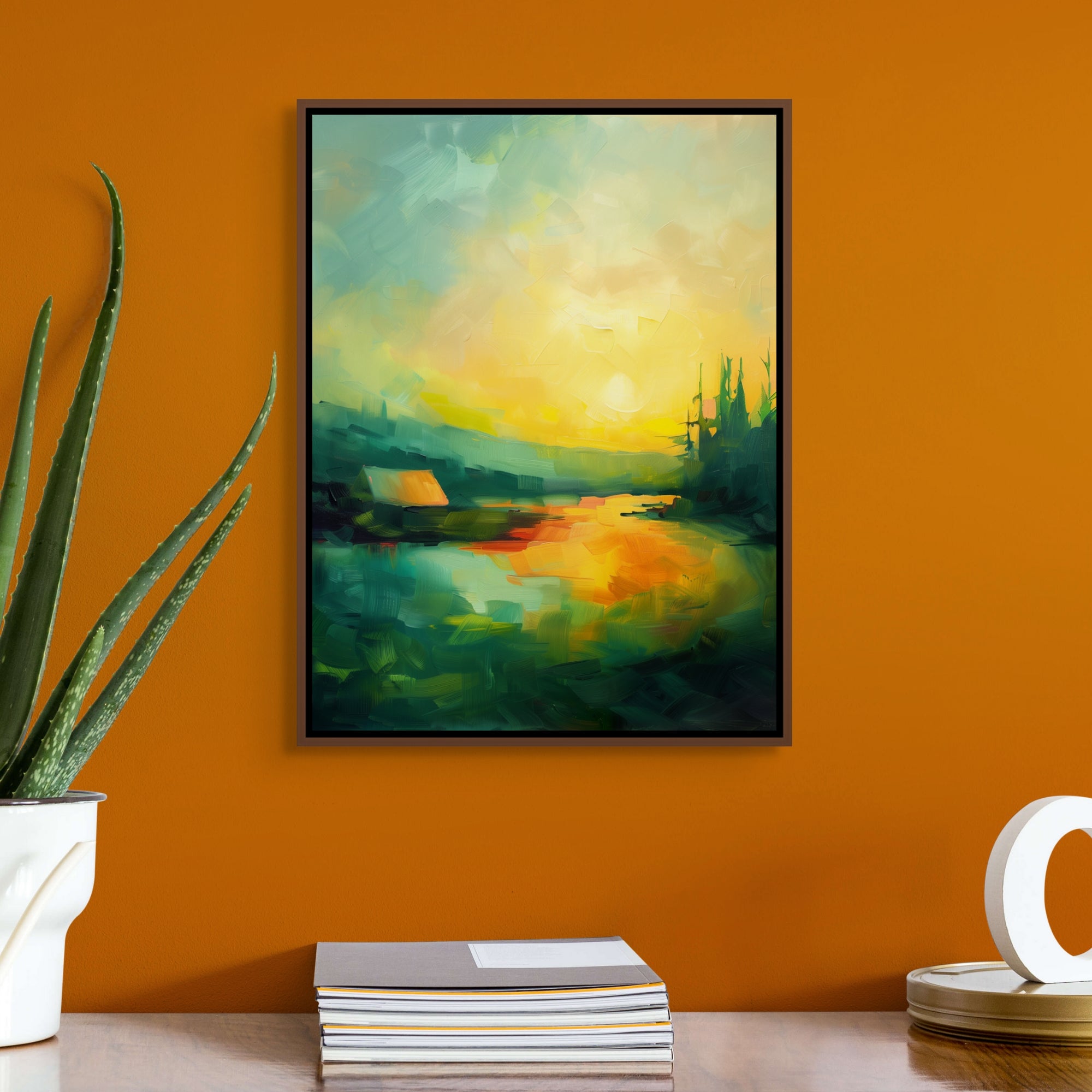 D0377-glow-hand-painted-wall-art-office-room-image-room-f-walnut