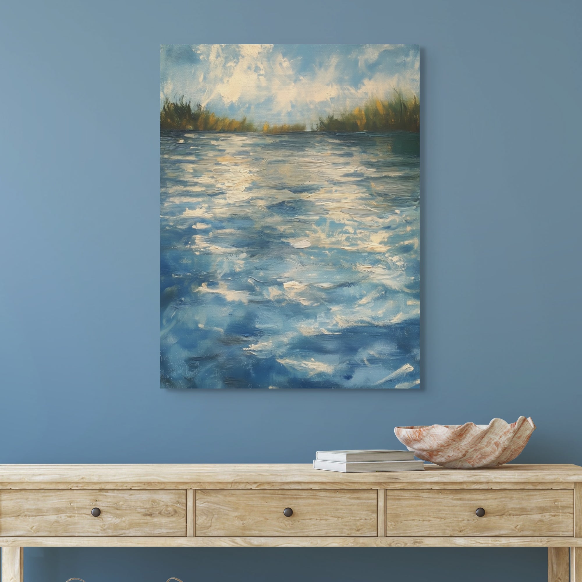 D0380-river-reflections-hand-painted-wall-art-hallway-room-image