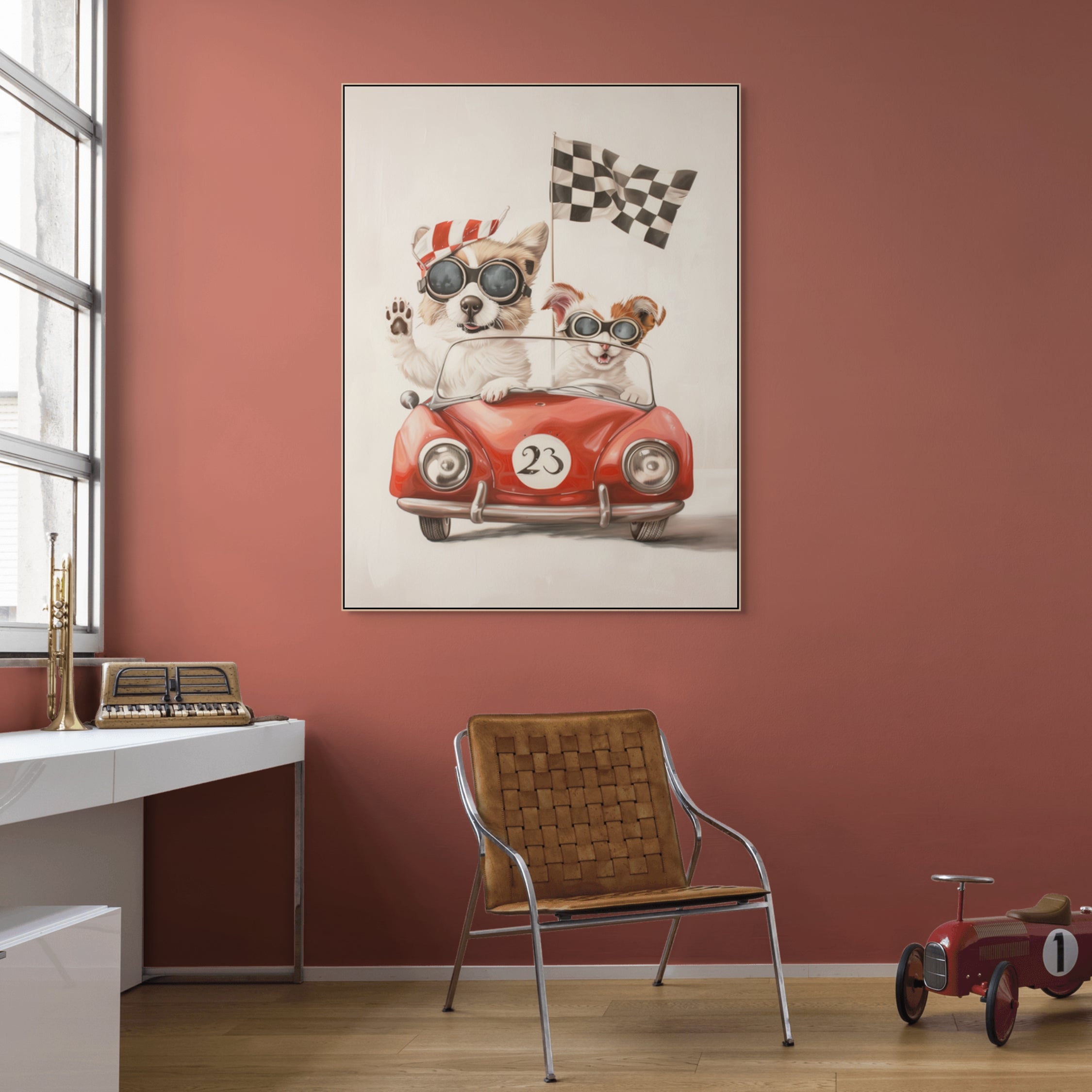 D0381-racing-buddies-hand-painted-wall-art-office-room-image-room-f-natural