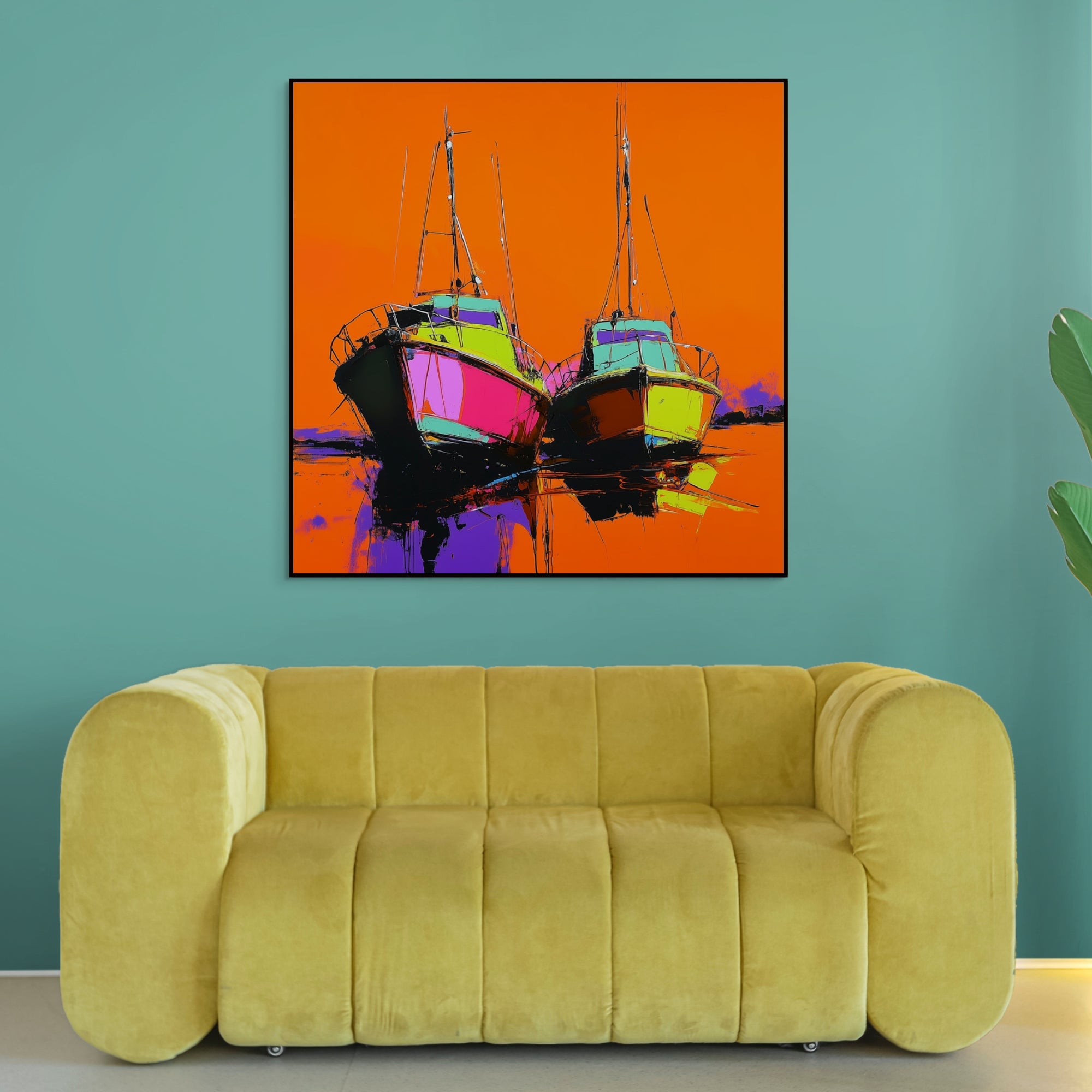 D0387-docked-for-the-night-hand-painted-wall-art-living-room-image
