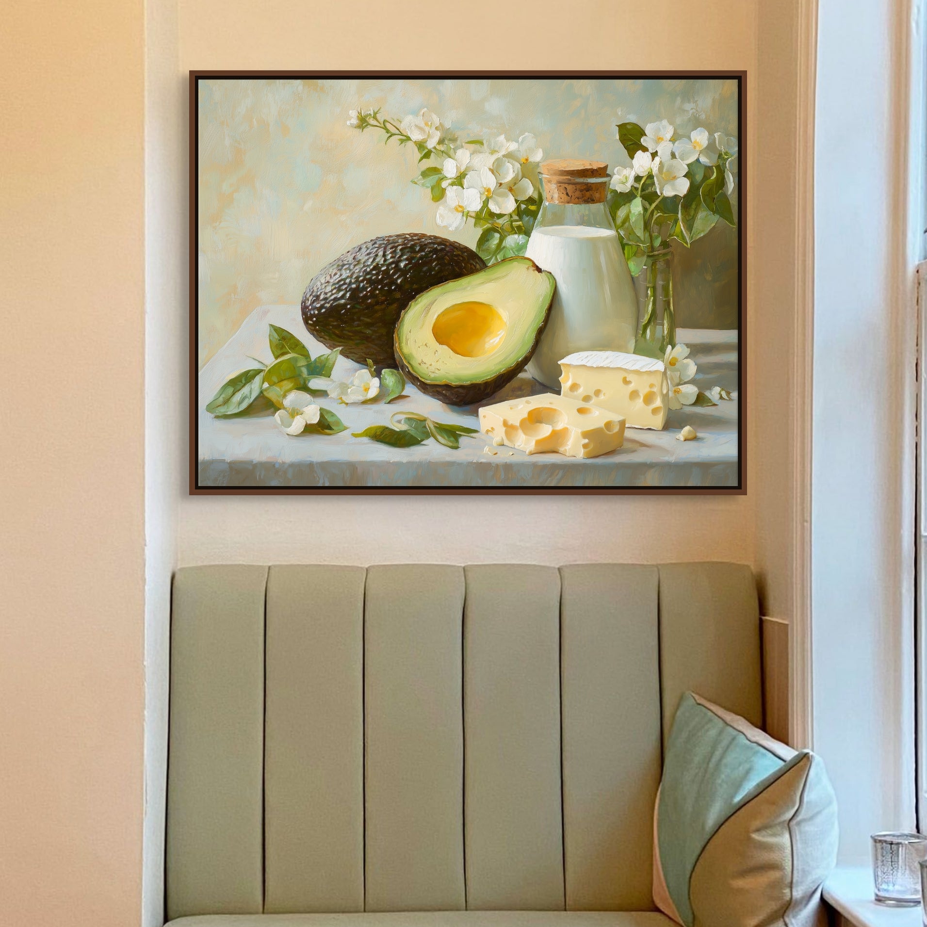 D0395-avocado-morning-hand-painted-wall-art-business-room-image-room-f-walnut