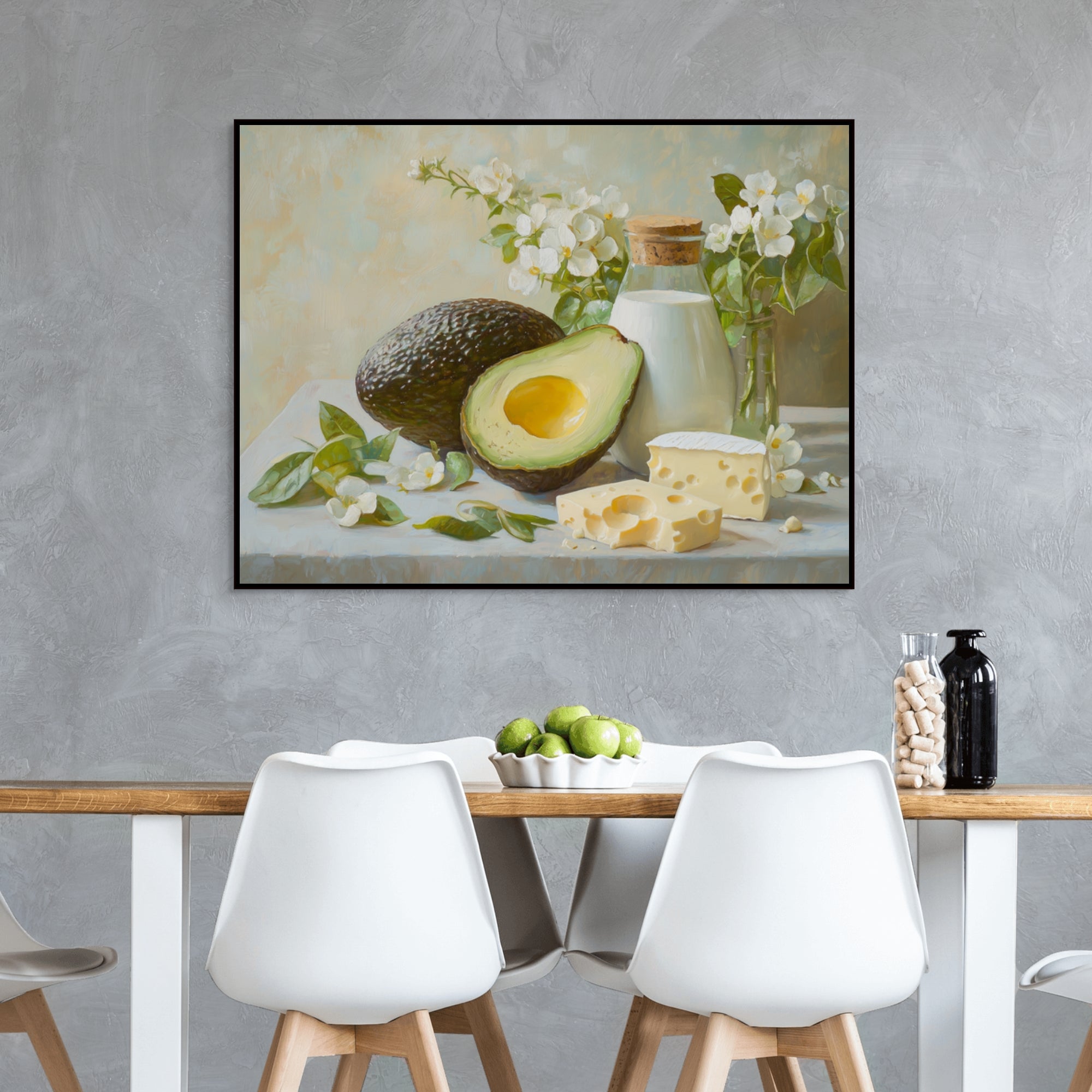 D0395-avocado-morning-hand-painted-wall-art-dining-room-image