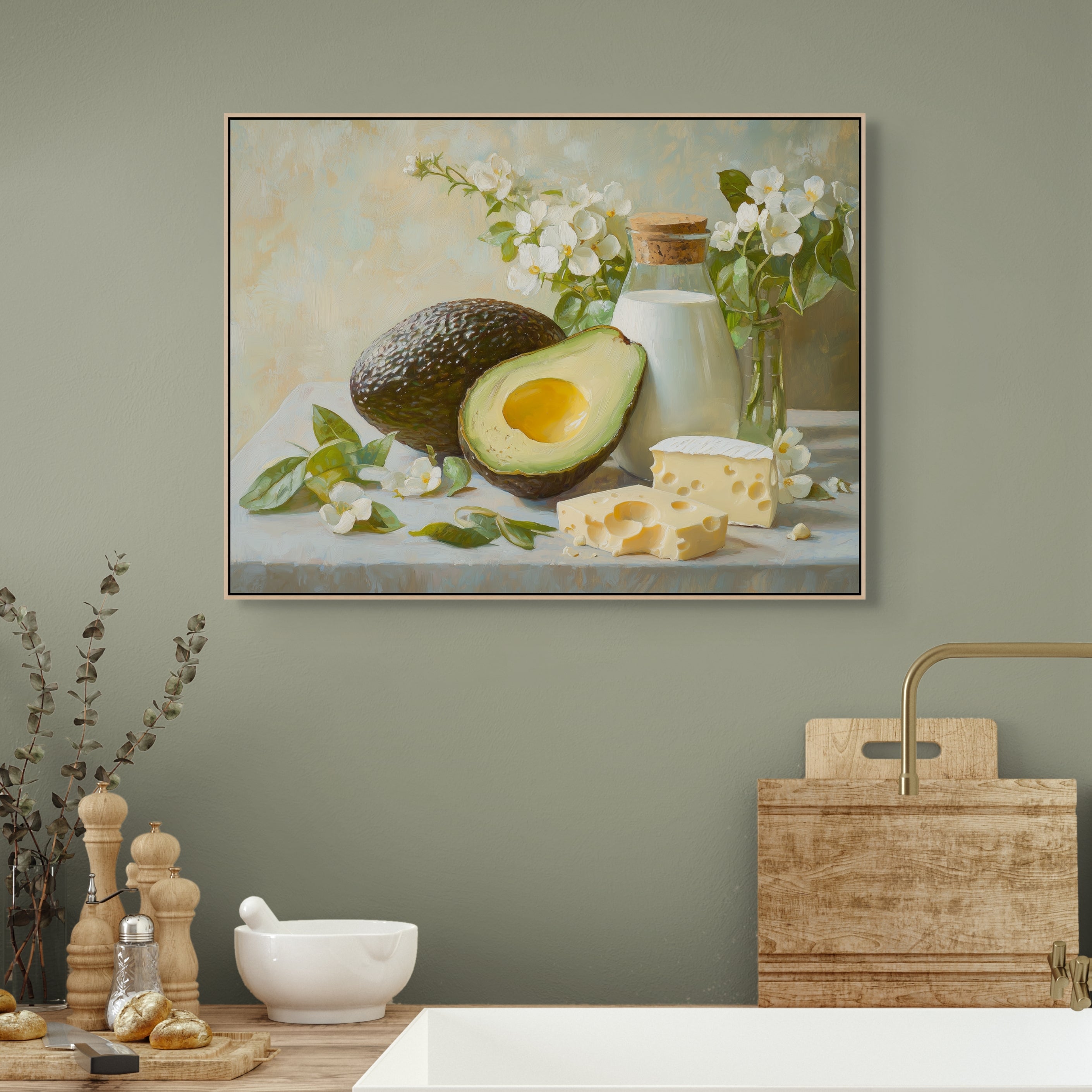 D0395-avocado-morning-hand-painted-wall-art-kitchen-room-image-room-f-natural