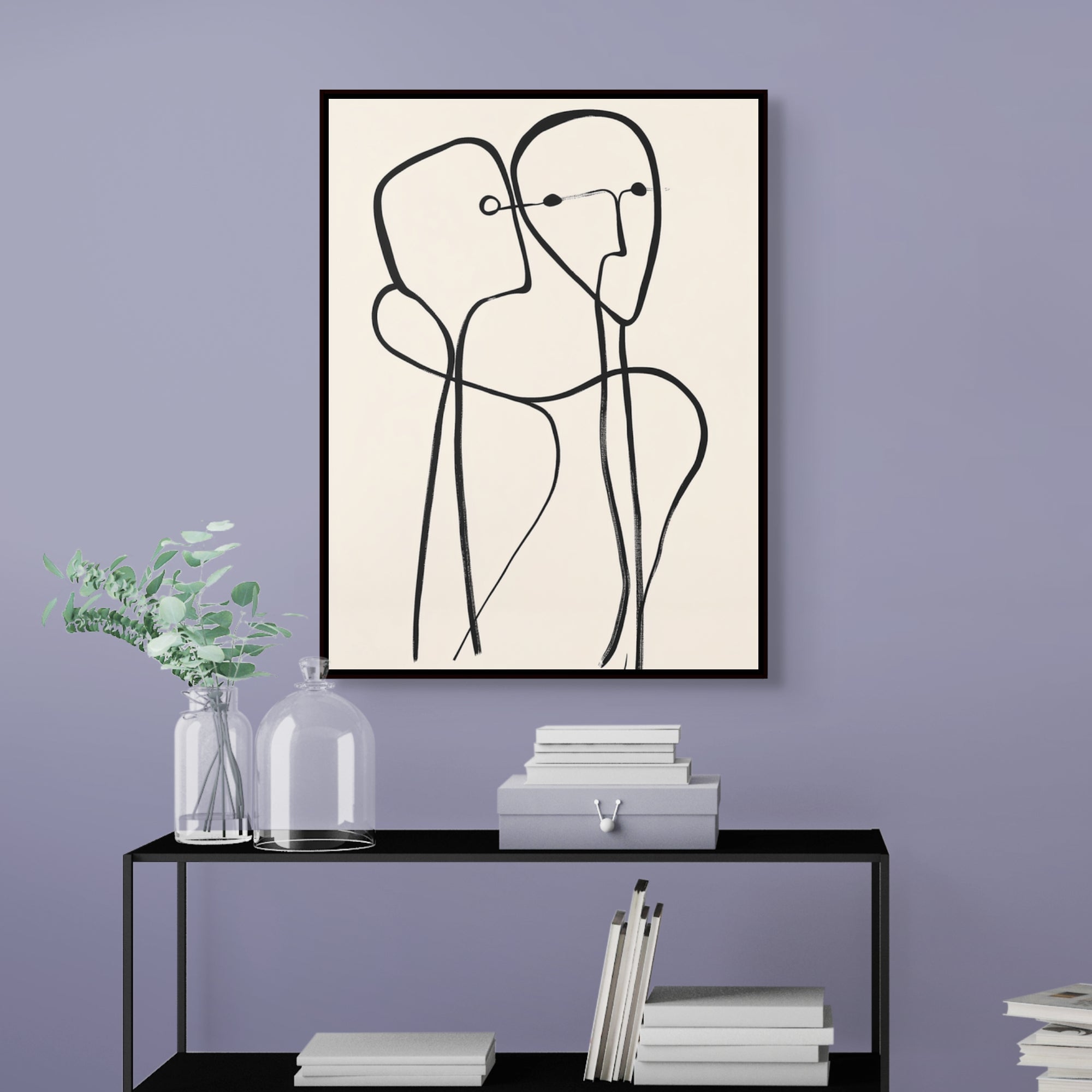 D0400-connected-lines-hand-painted-wall-art-hallway-room-image-room-f-black