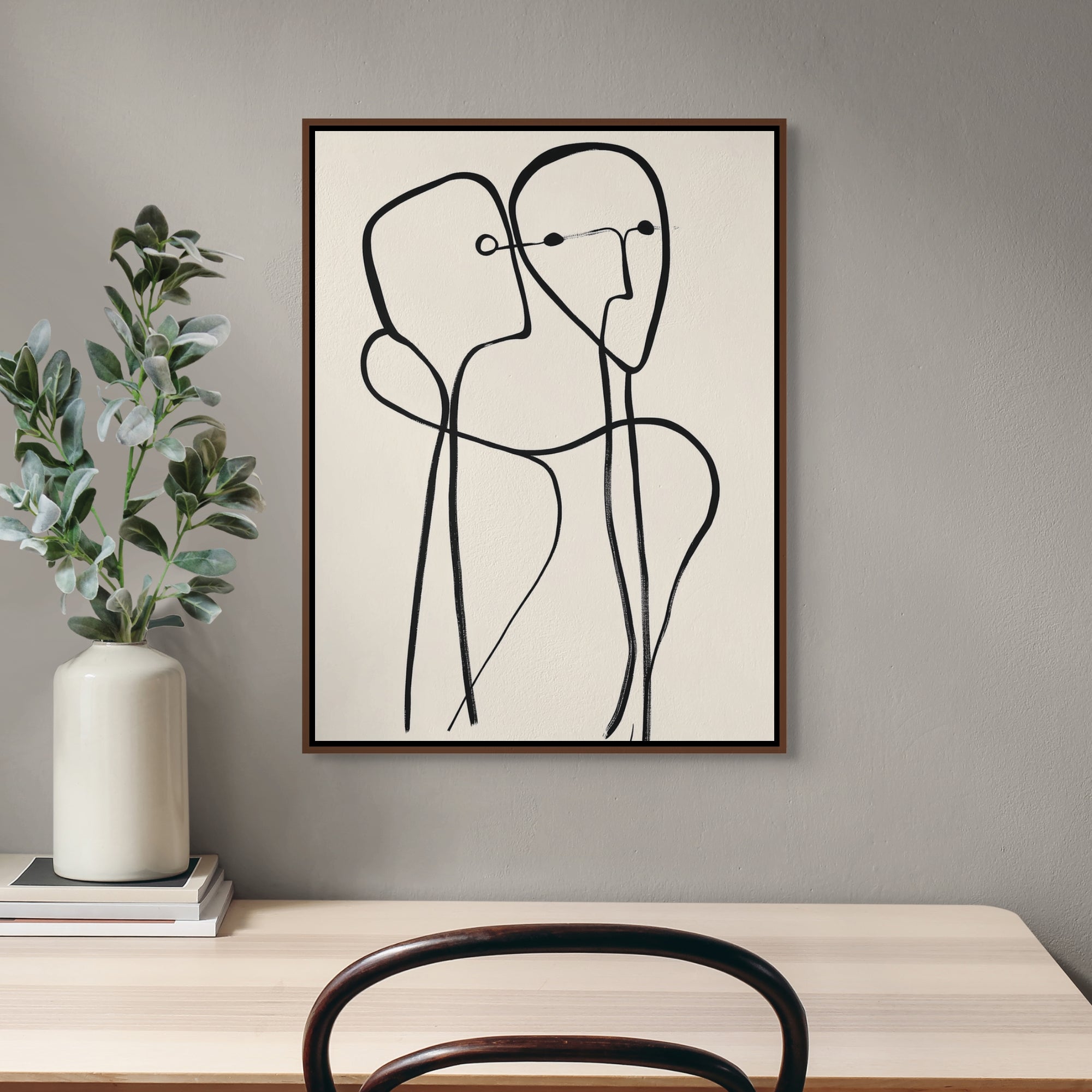 D0400-connected-lines-hand-painted-wall-art-office-room-image-room-f-walnut
