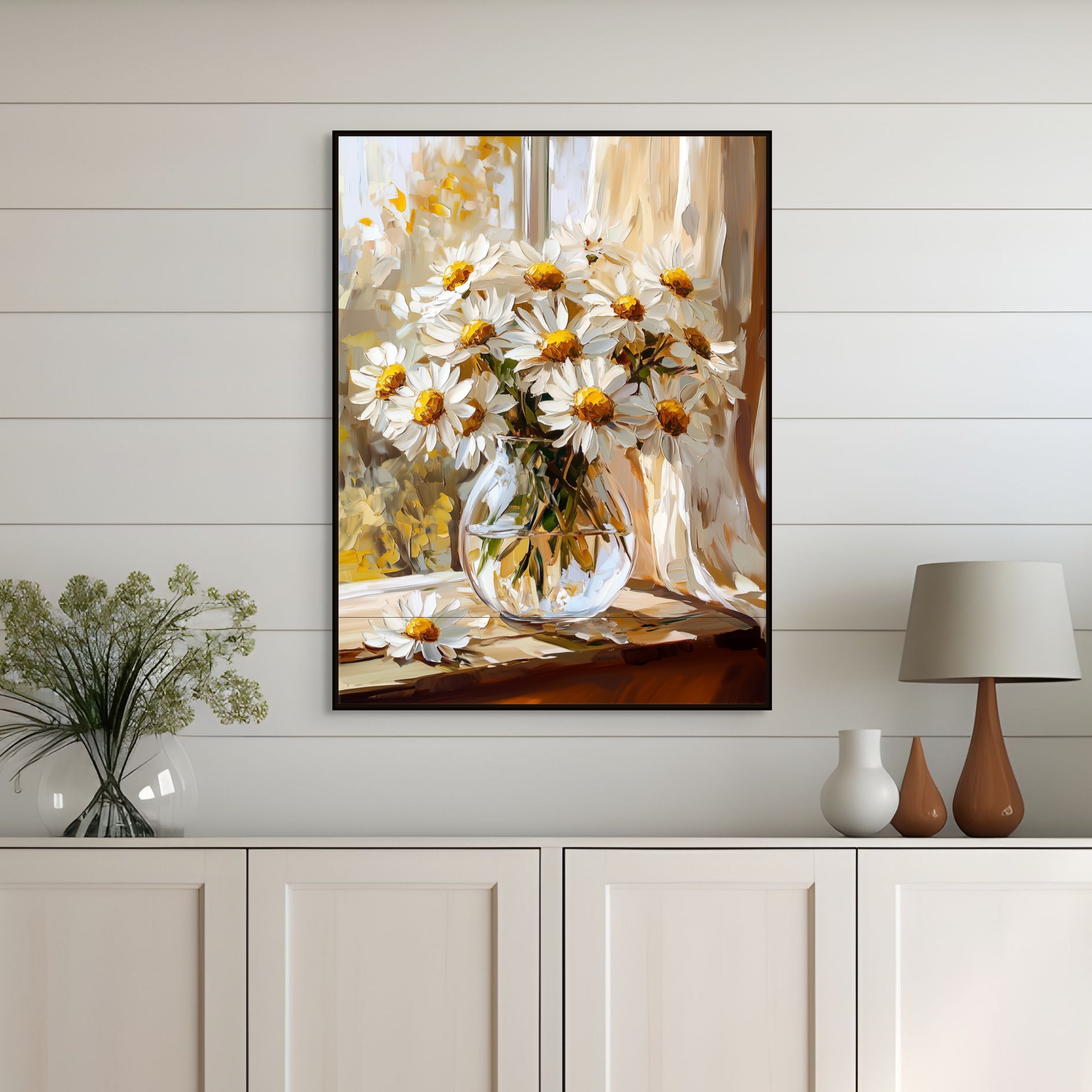 D0403-windowlight-daisies-hand-painted-wall-art-hallway-room-image
