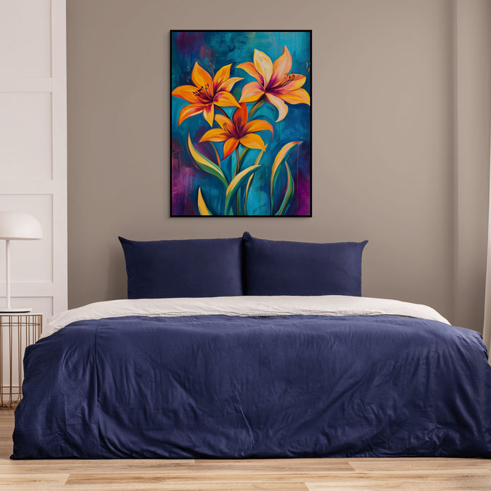 D0412-boldly-bloom-hand-painted-wall-art-bed-room-image