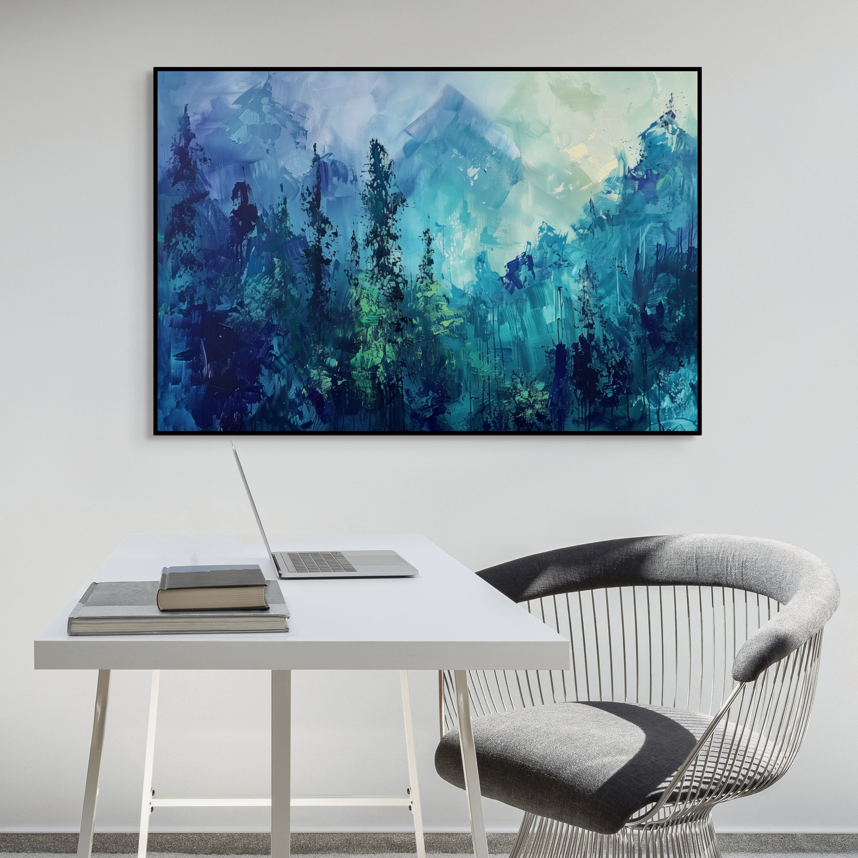 D0417-hand-painted-wall-art-office-room-image-room-f-black
