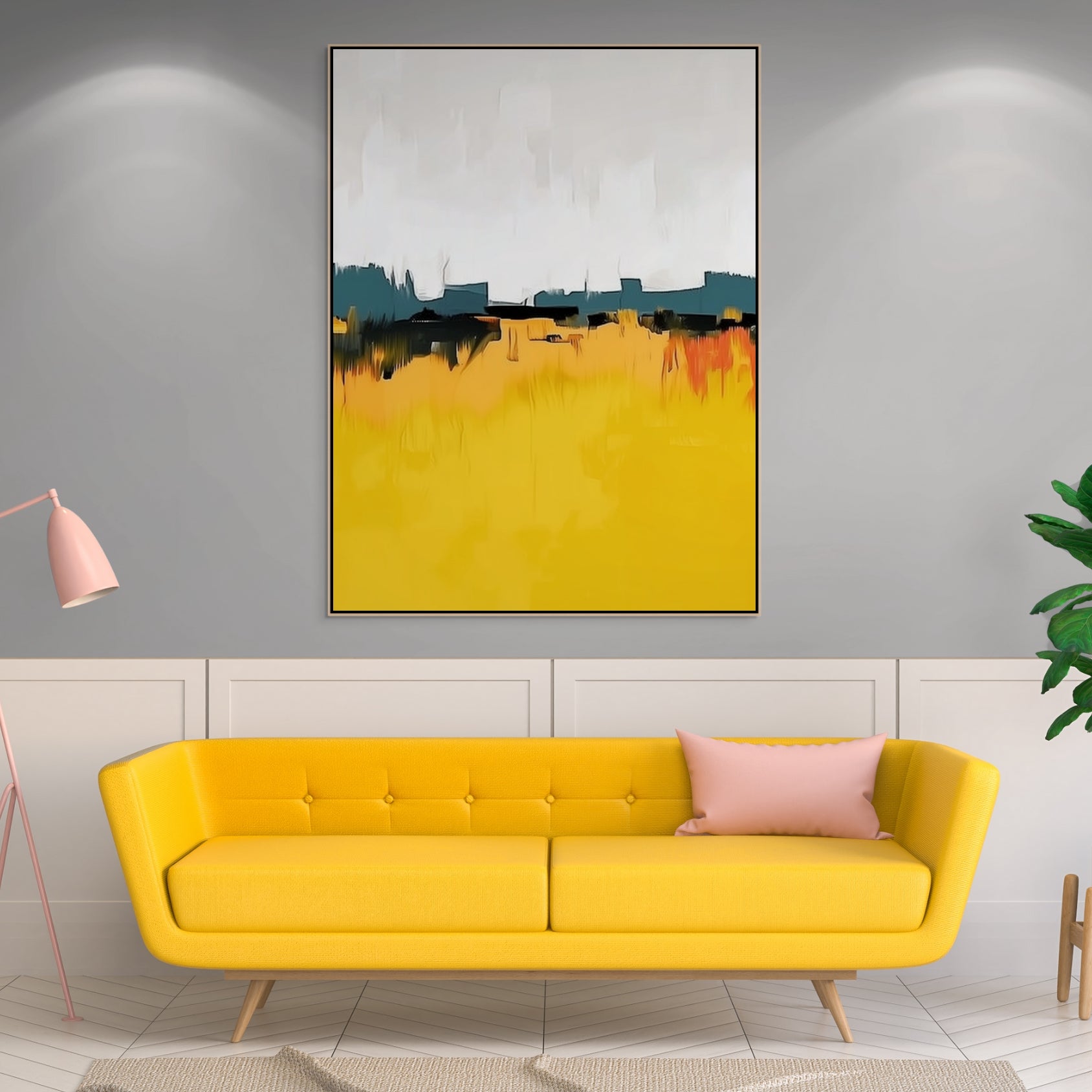 D0427-hand-painted-wall-art-living-room-image