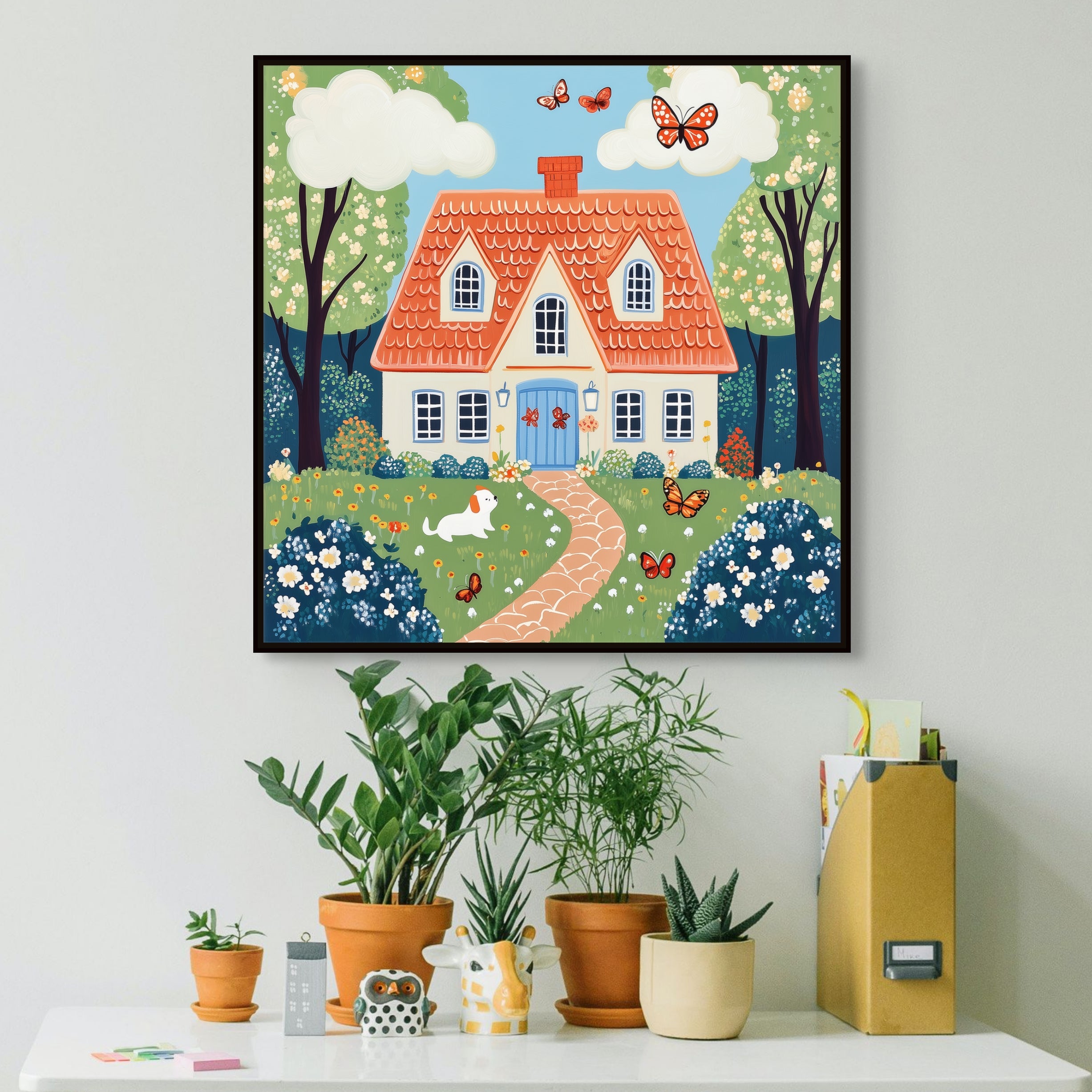 D0440-hand-painted-wall-art-office-room-image-room-f-black