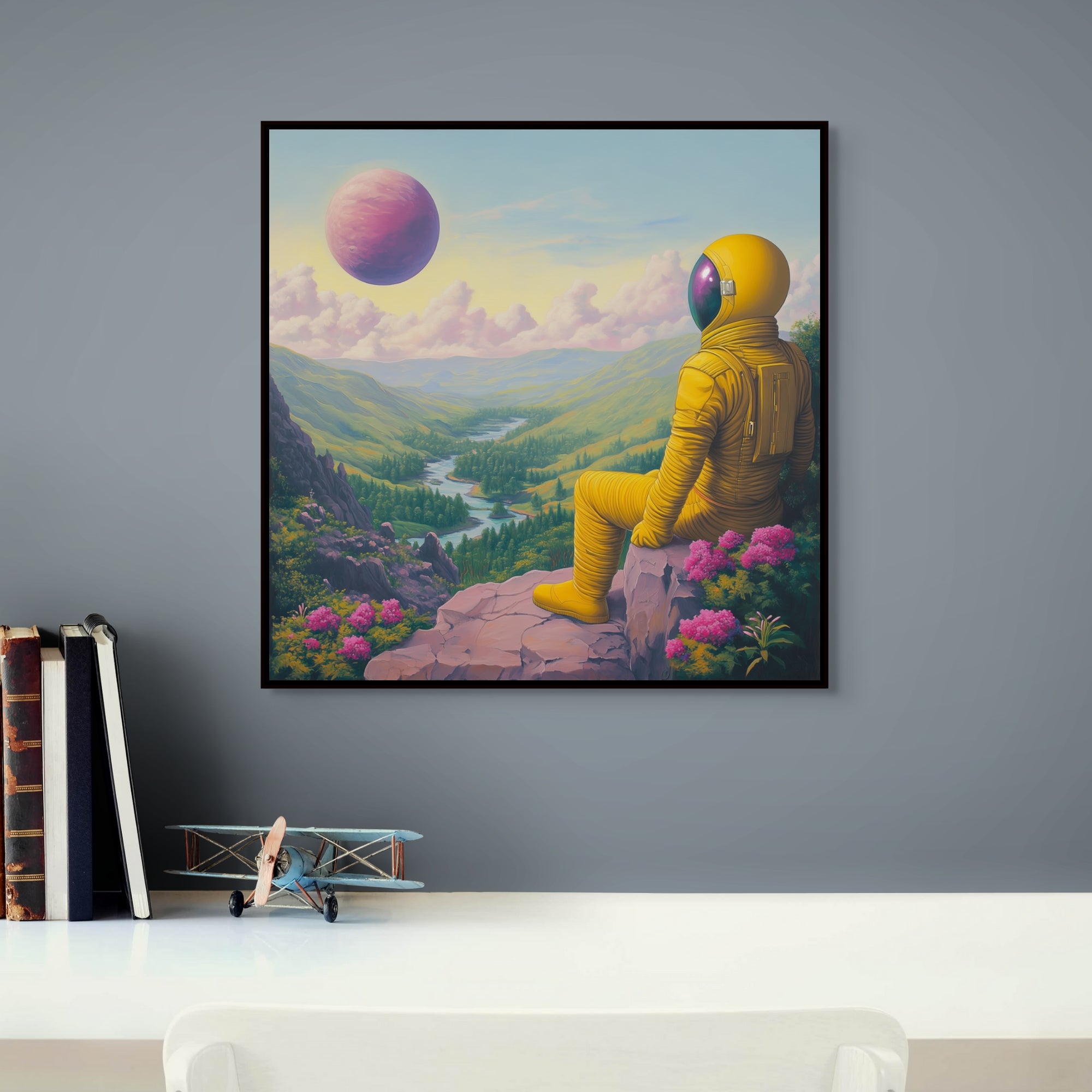 D0441-hand-painted-wall-art-office-room-image-room-f-black
