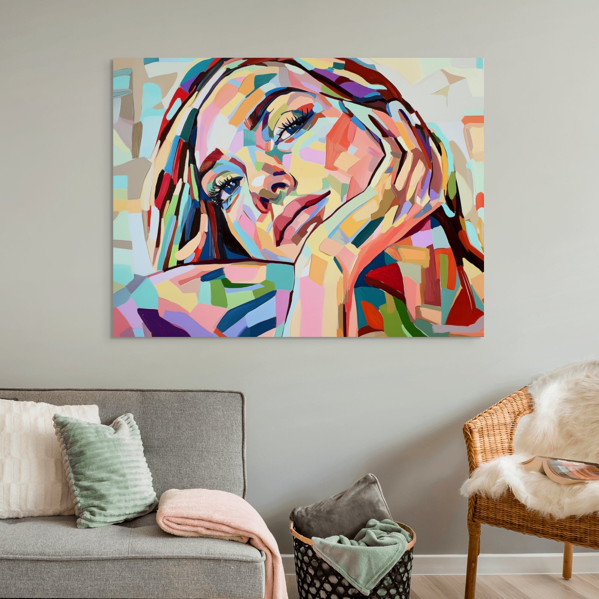 D0450-hand-painted-wall-art-living-room-image