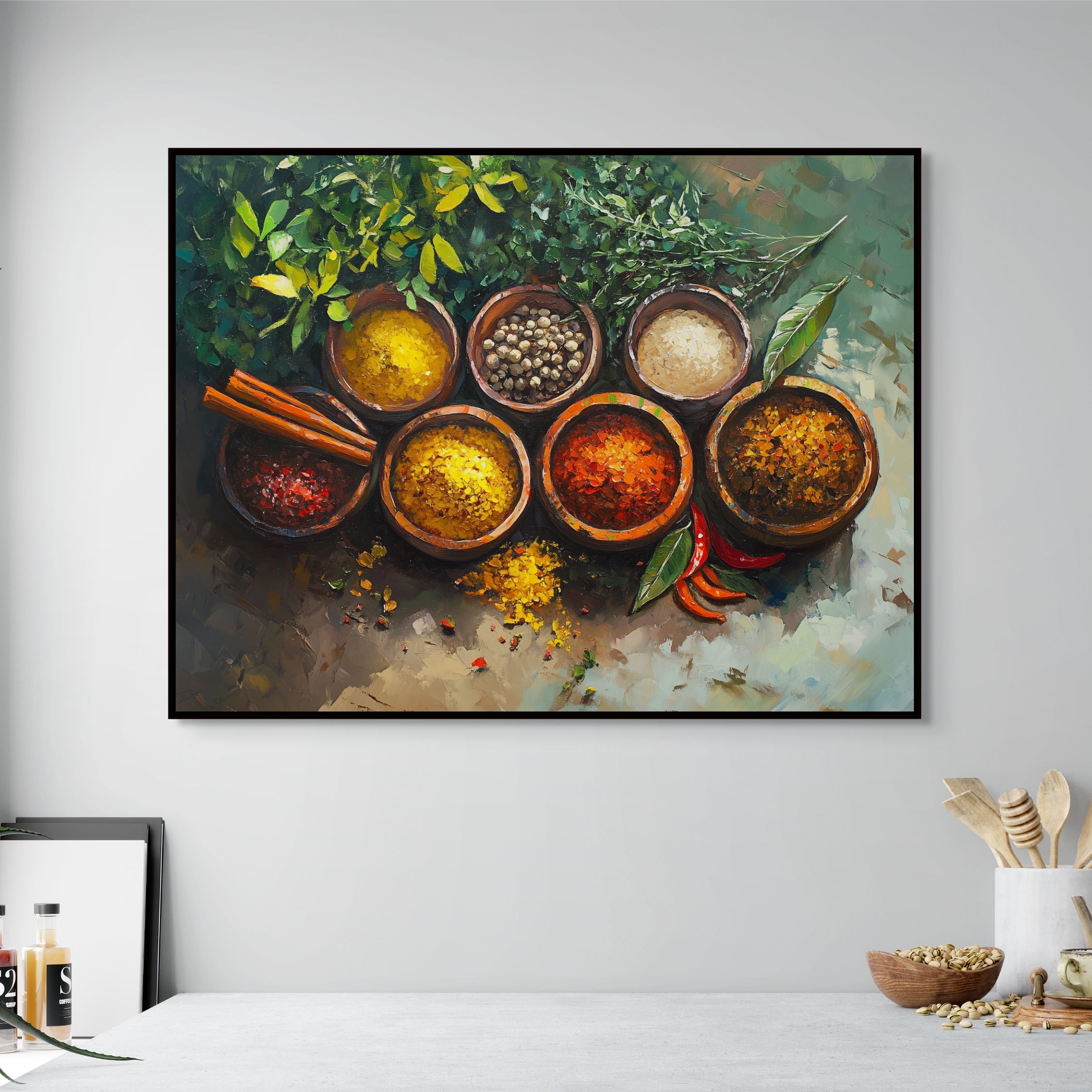 D0457-hand-painted-wall-art-kitchen-room-image-room-f-black