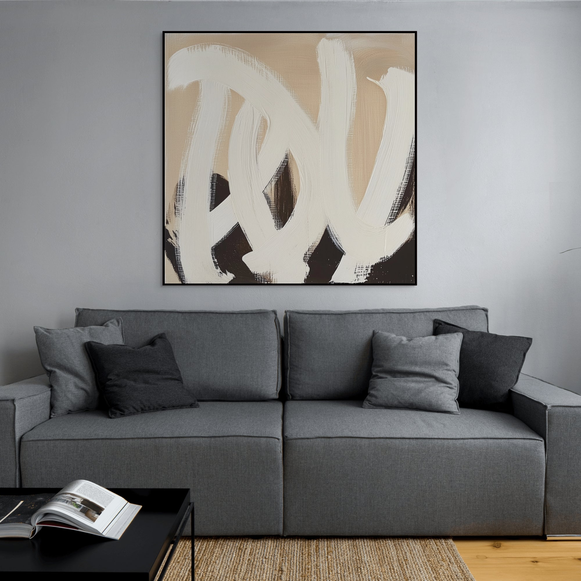 D0465-hand-painted-wall-art-living-room-image-room-f-black