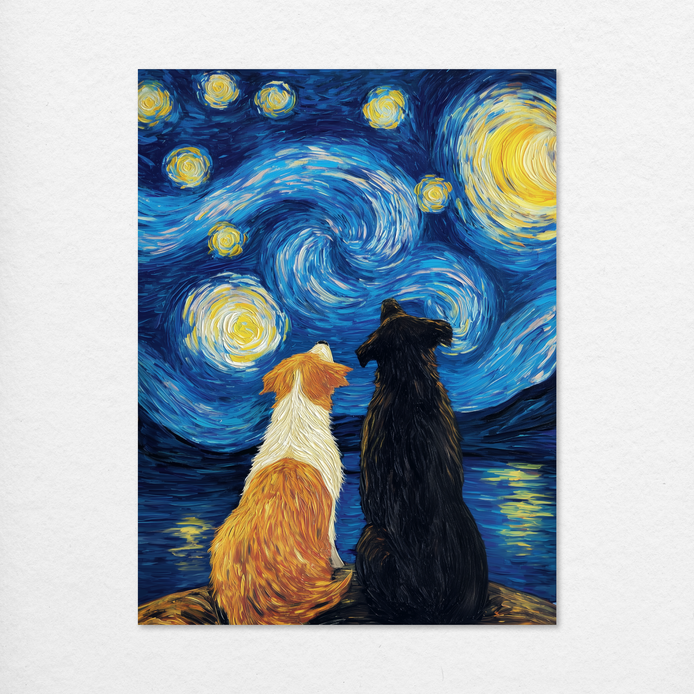 Dogs Beneath a Starry Night