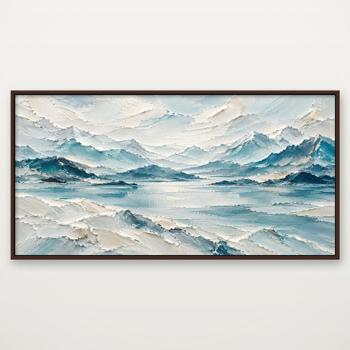 D2029-hand-painted-textured-wall-art-2x1-panoramic-frame-walnut