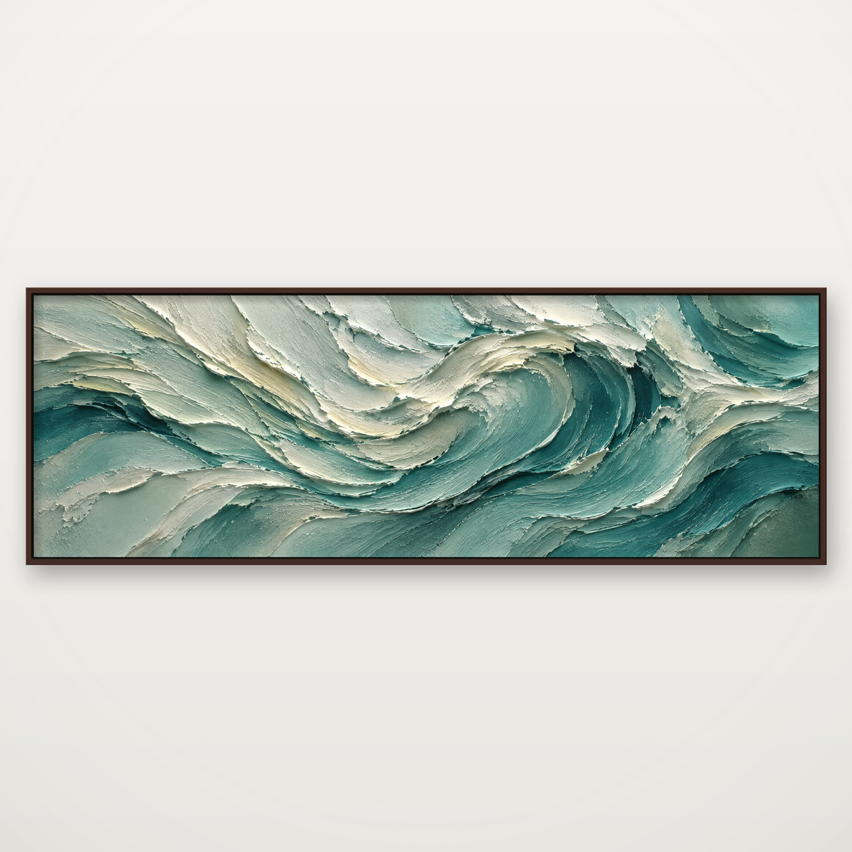 D2032-hand-painted-textured-wall-art-3x1-panoramic-frame-walnut