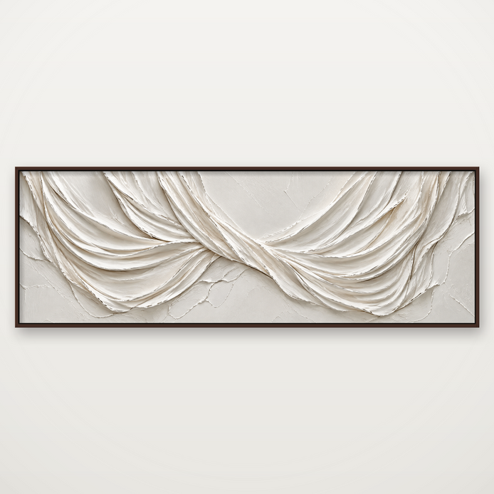 D2034-hand-painted-textured-wall-art-3x1-panoramic-frame-walnut