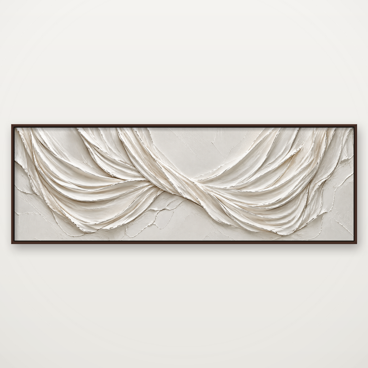 D2034-hand-painted-textured-wall-art-3x1-panoramic-frame-walnut