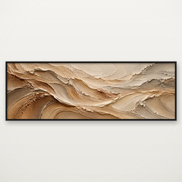 D2035-hand-painted-textured-wall-art-3x1-panoramic-frame-black