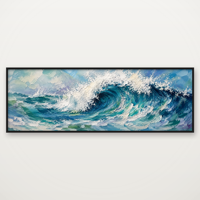 D2037-hand-painted-textured-wall-art-3x1-panoramic-frame-black