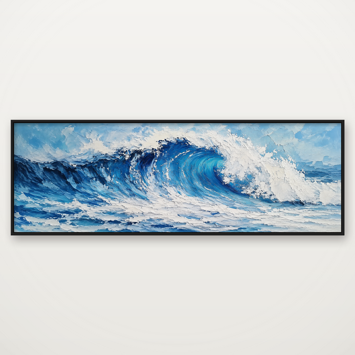 D2038-hand-painted-textured-wall-art-3x1-panoramic-frame-black