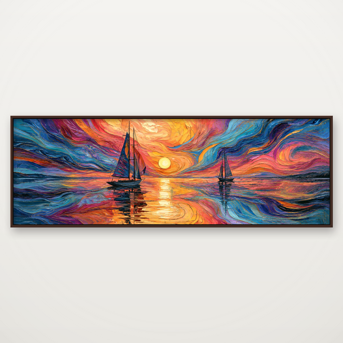 D2048-hand-painted-wall-art-3x1-panoramic-frame-walnut