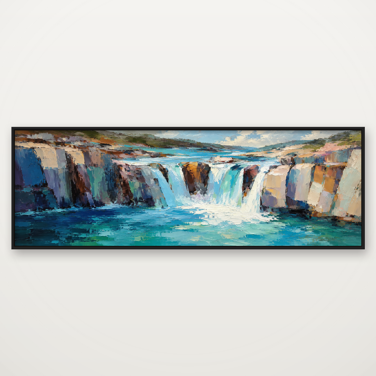 D2050-hand-painted-wall-art-3x1-panoramic-frame-black