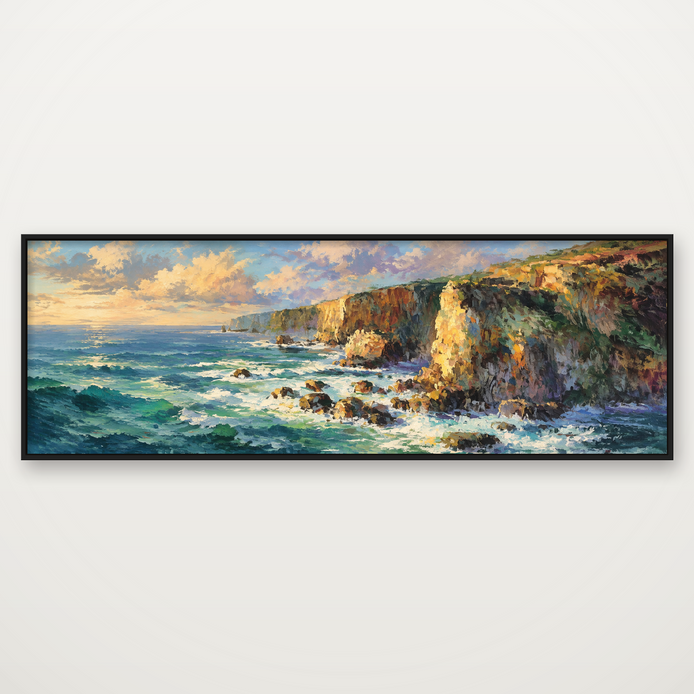 D2051-hand-painted-wall-art-3x1-panoramic-frame-black