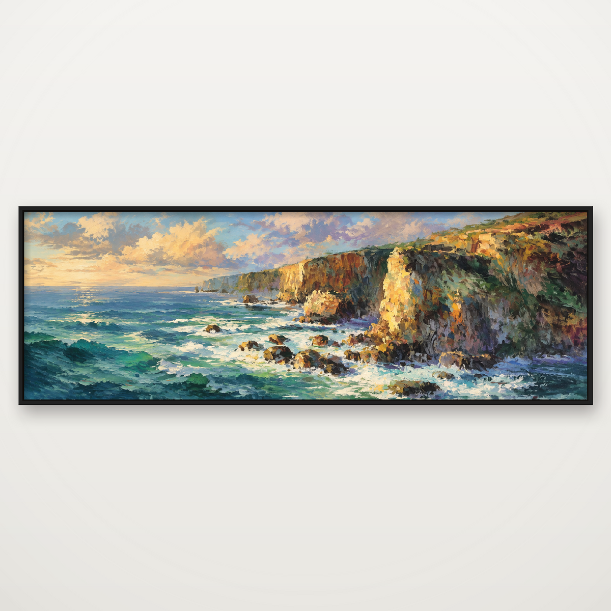 D2051-hand-painted-wall-art-3x1-panoramic-frame-black