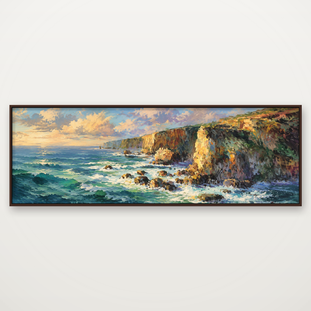 D2051-hand-painted-wall-art-3x1-panoramic-frame-walnut