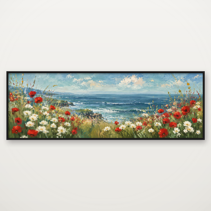 D2052-hand-painted-wall-art-3x1-panoramic-frame-black
