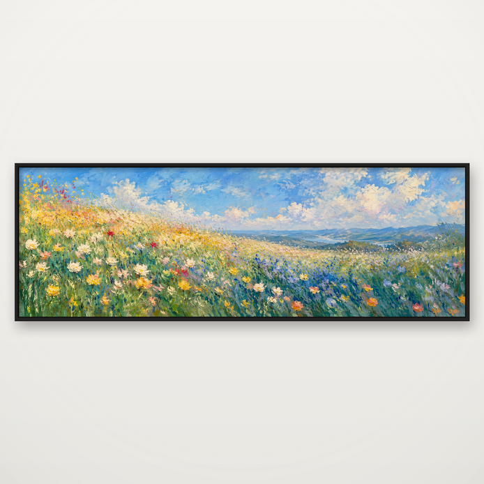 D2054-hand-painted-wall-art-3x1-panoramic-frame-black