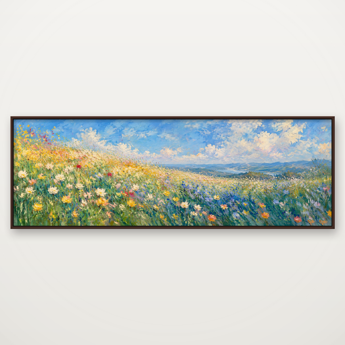 D2054-hand-painted-wall-art-3x1-panoramic-frame-walnut
