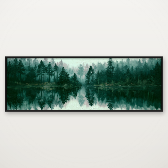 D2058-hand-painted-wall-art-3x1-panoramic-frame-black