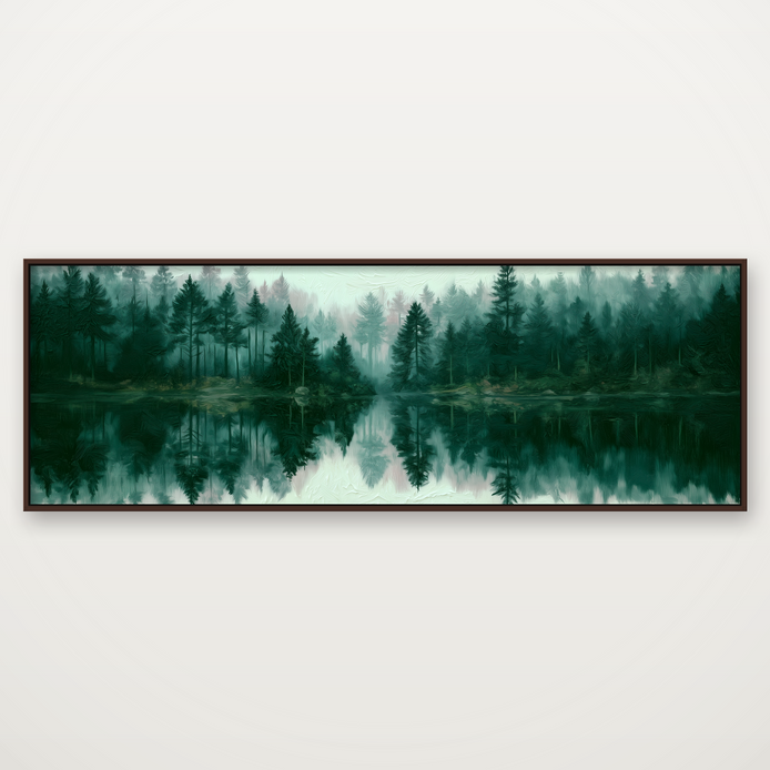 D2058-hand-painted-wall-art-3x1-panoramic-frame-walnut
