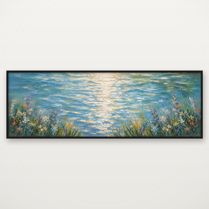 D2061-hand-painted-wall-art-3x1-panoramic-frame-black