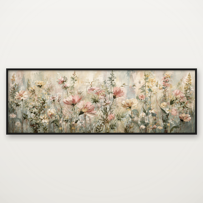 D2066-hand-painted-wall-art-3x1-panoramic-frame-black
