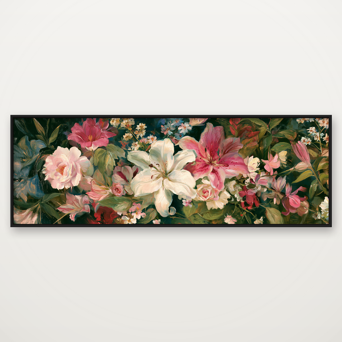D2069-hand-painted-wall-art-3x1-panoramic-frame-black