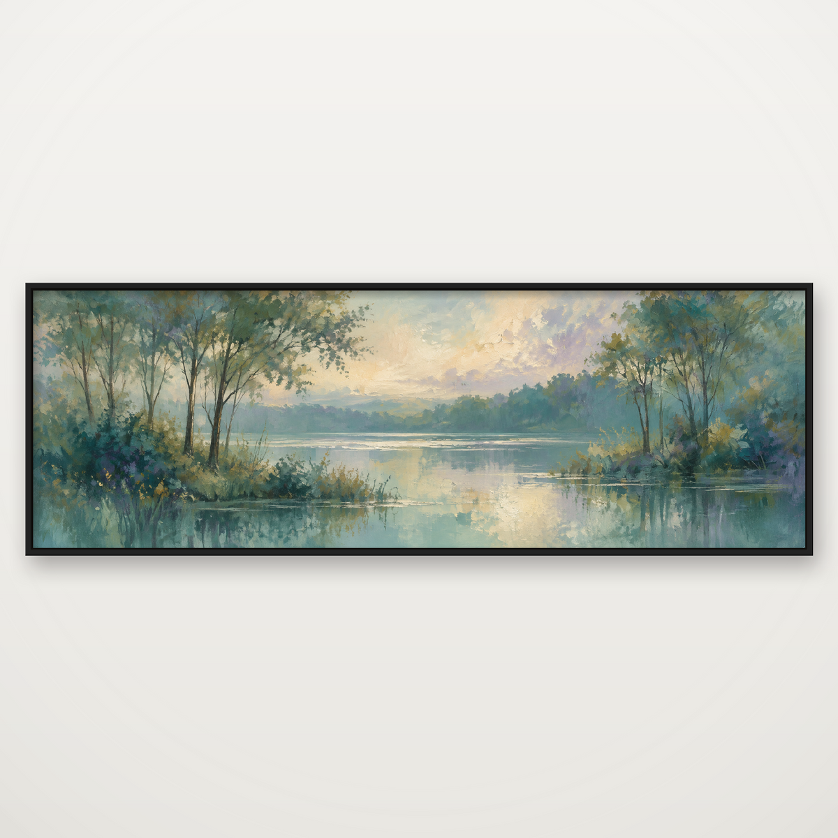 D2070-hand-painted-wall-art-3x1-panoramic-frame-black