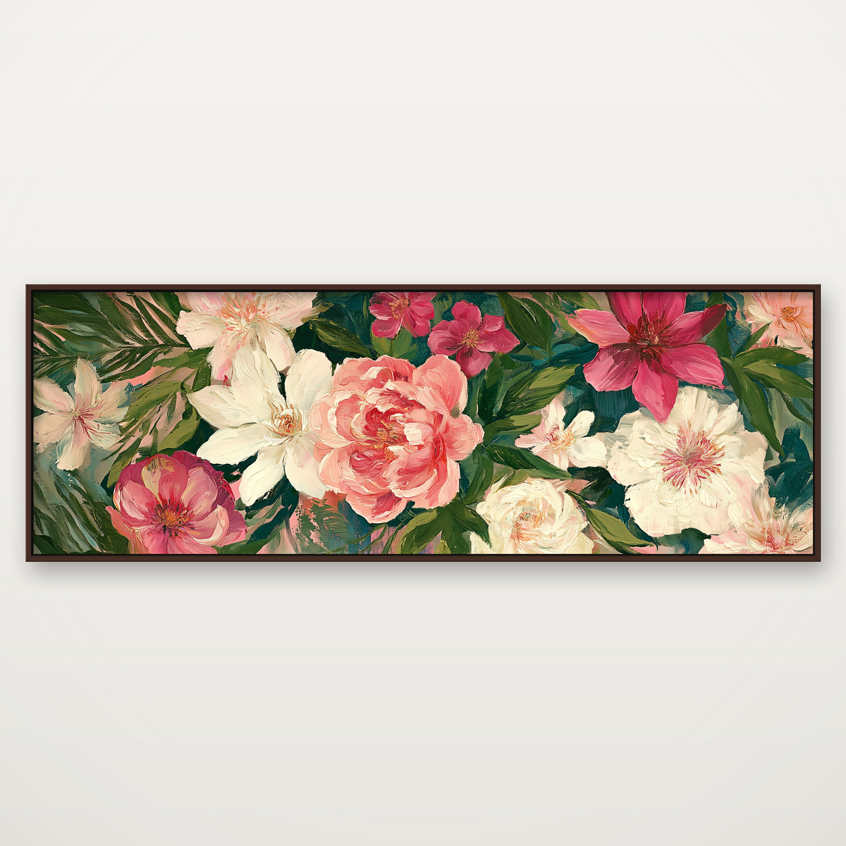 D2071-hand-painted-wall-art-3x1-panoramic-frame-walnut