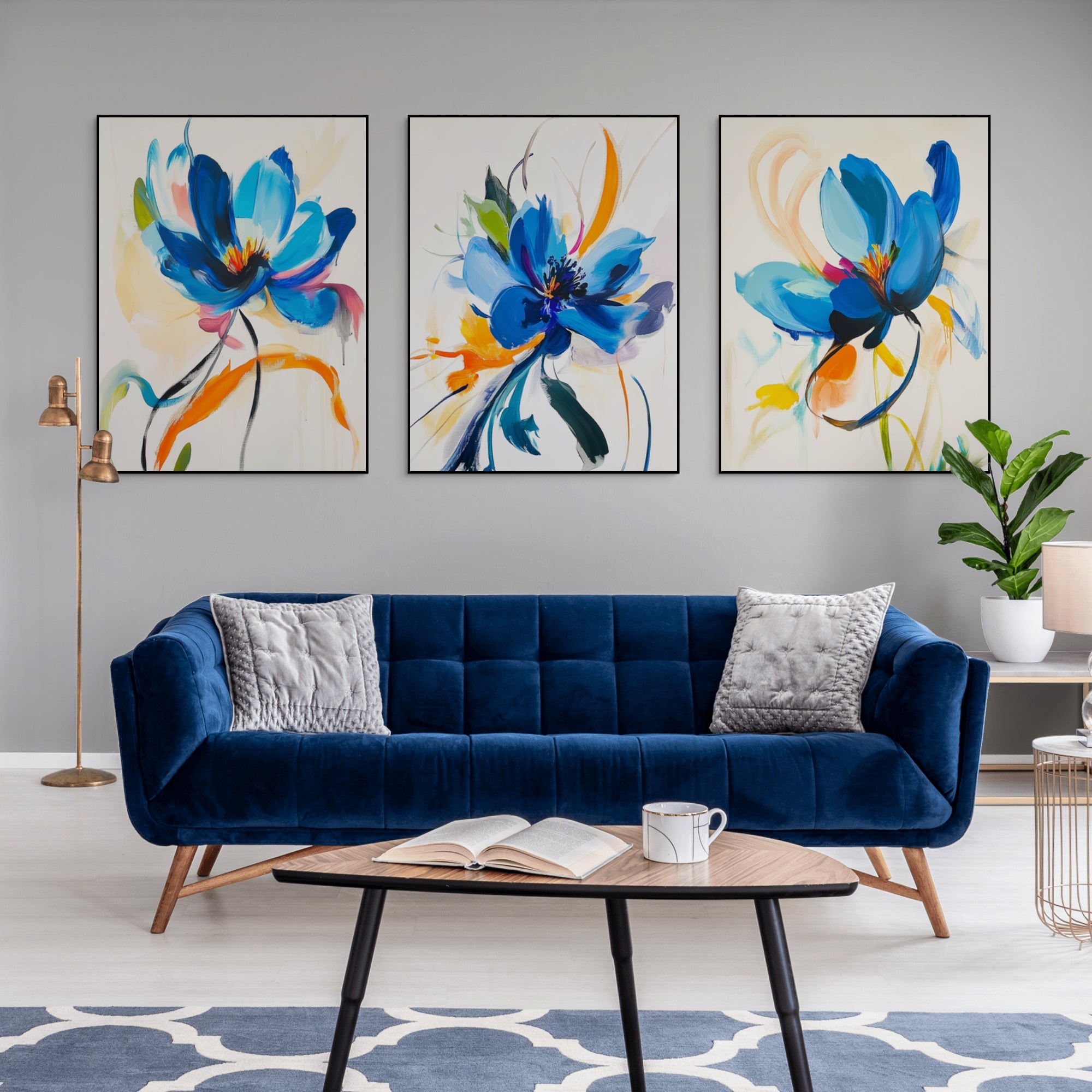 Blue Set I – Wall Art, Hand-Painted in Acrylic