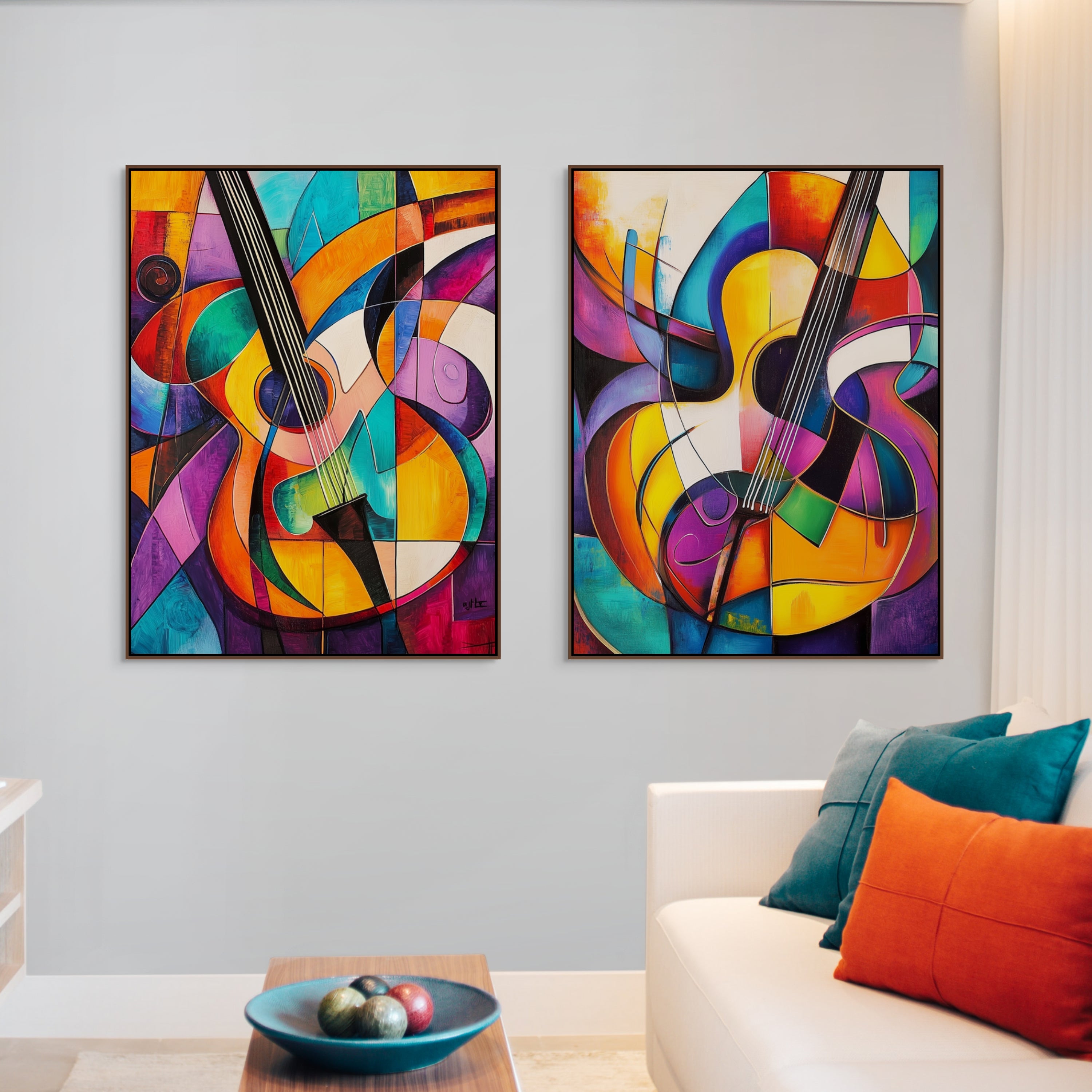 アート・デザイン・音楽 Cubism and Fashion Cubist Melody Set I – Wall Art, Hand-Painted in Acrylic